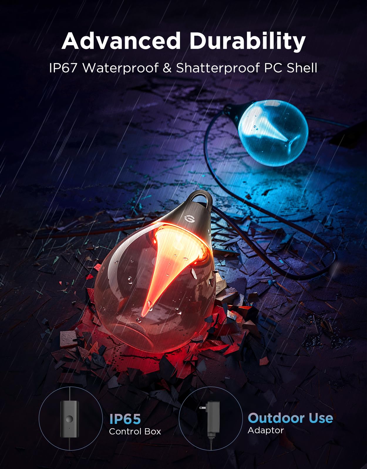 Govee IP67 waterproof outdoor lights withstand rain and splashes