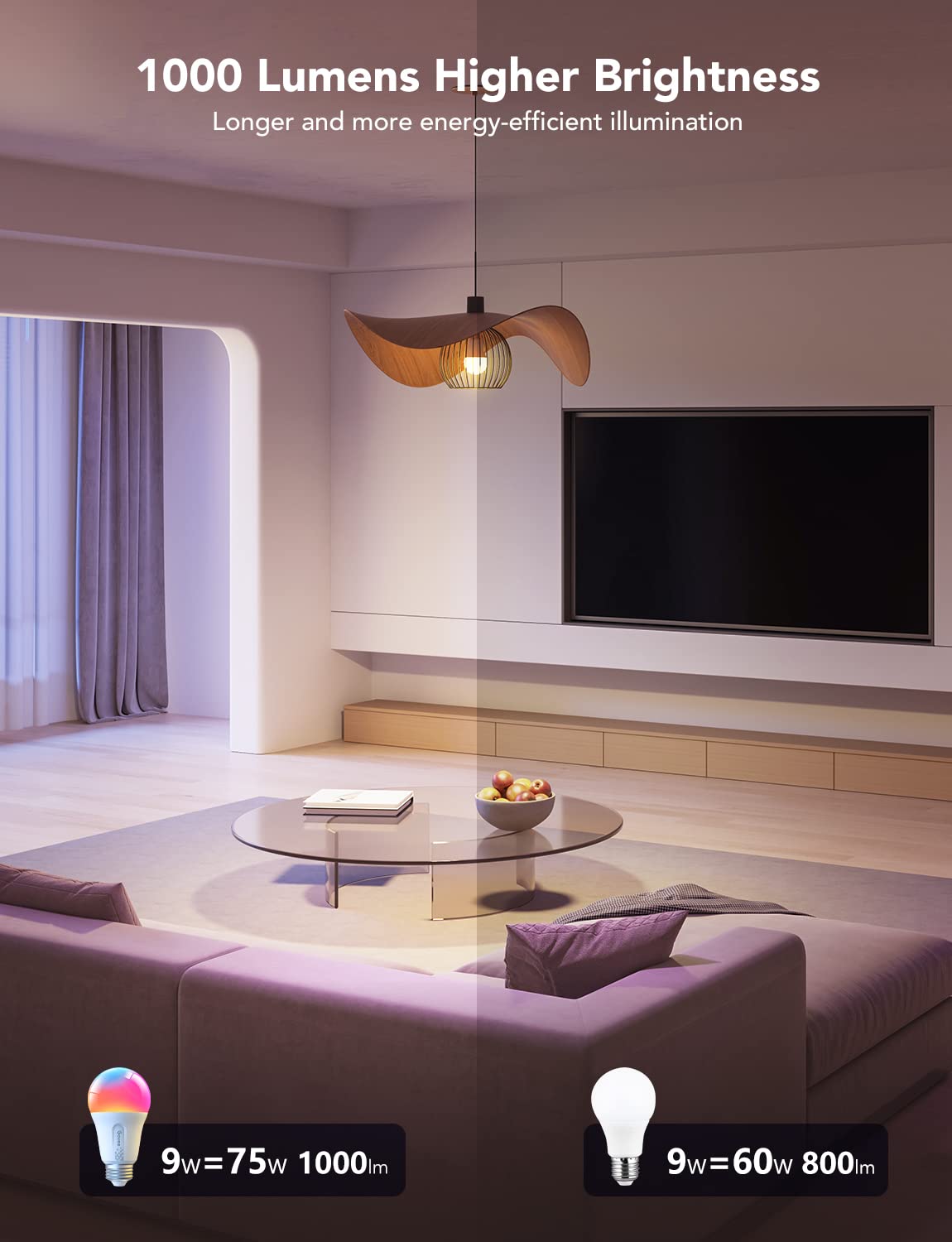 Govee LED Smart Bulbs offer 16 million colors for mood-driven decor.