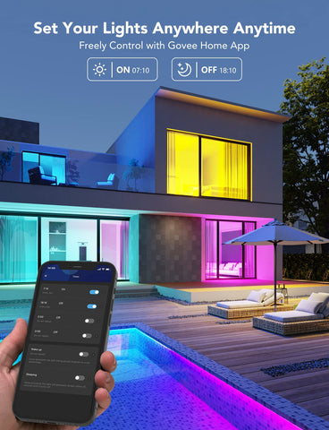 Govee LED Smart Bulbs Sunrise/Sunset timer automates daily lighting routines.