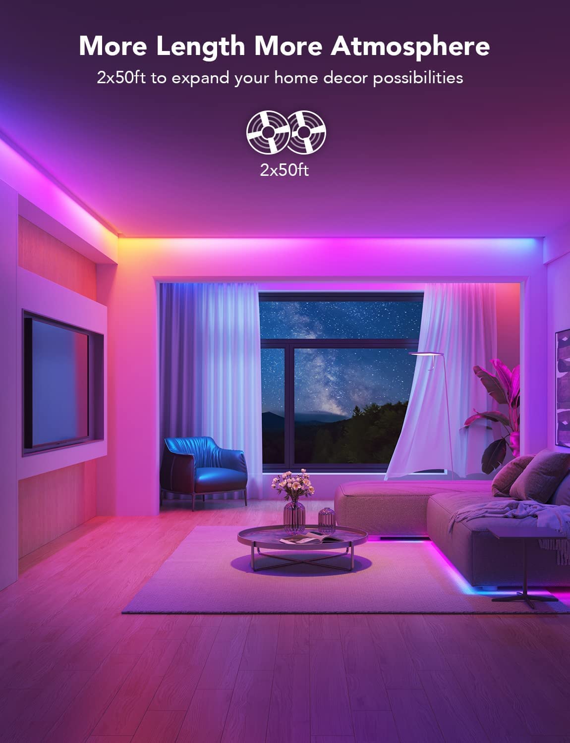 Govee LED strip with Alexa and Google control for hands-free use