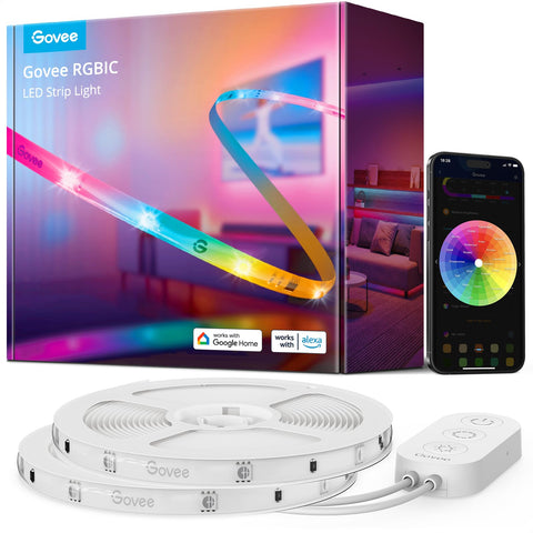 Govee LED strip lights bedroom setup showing ambient color options for relaxation.