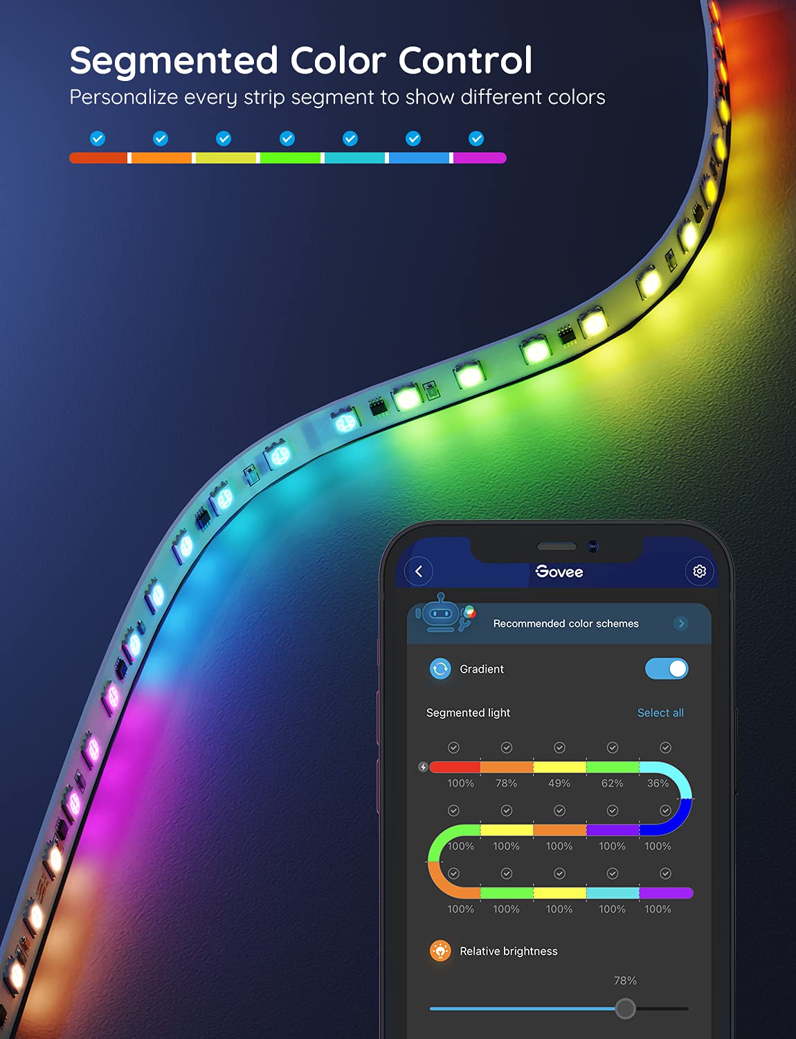 Govee RGBIC LED Strip Bluetooth setup for quick phone control