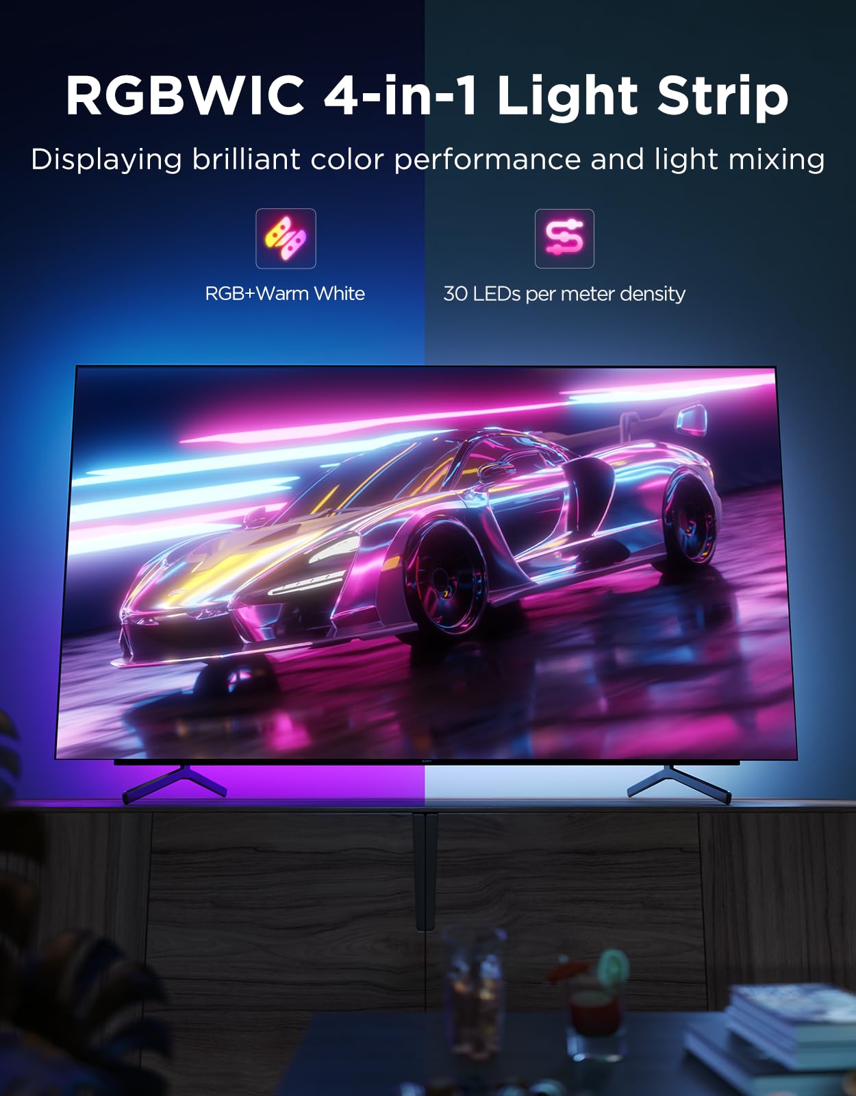 Govee RGBWIC strip delivers true color and pure white for vivid visuals