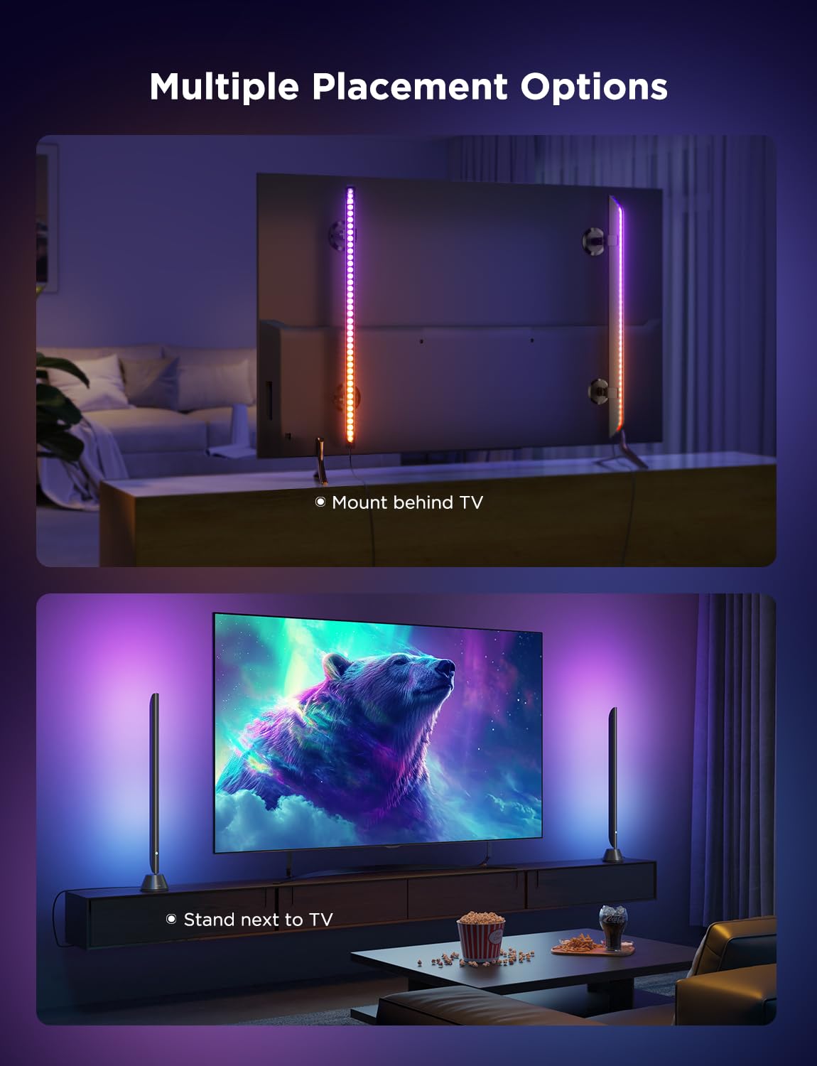 Govee built-in mic enabling live music sync for dynamic lighting effects.