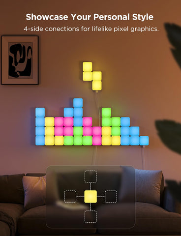 Govee Mini Panel Lights support expansion up to 70 panels for larger setups.