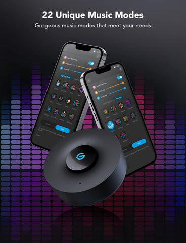 Govee Music Sync Box sits near the sound source for accurate pickup.