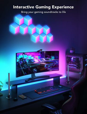 Govee Music Sync Box in action lights up a living room setup.