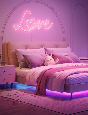 Govee neon lights demonstration of 64 preset effects for dynamic ambience