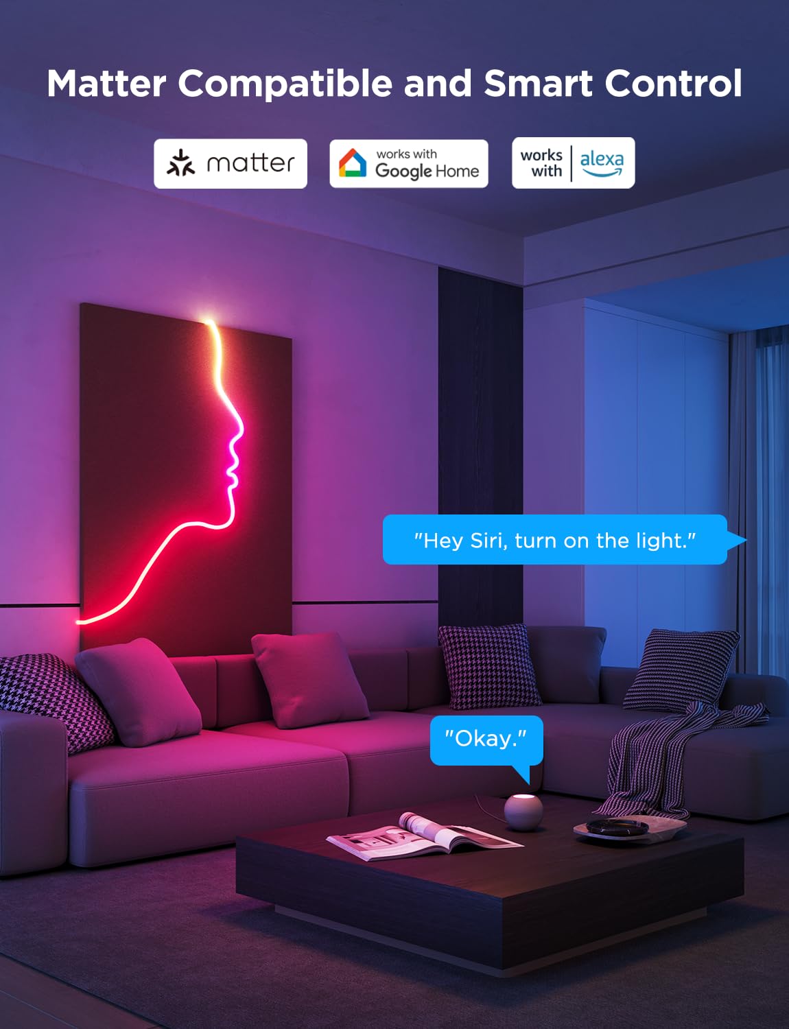Govee neon lights upgraded bend clips enable pre-shaped installation