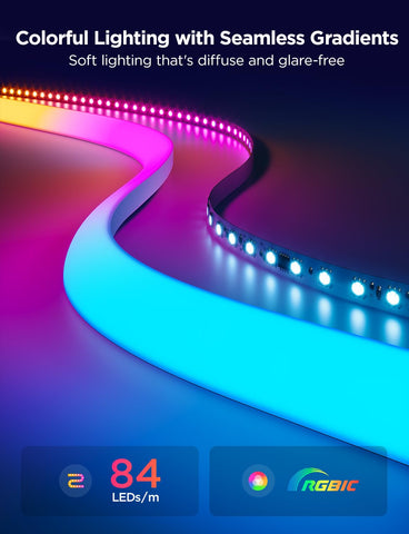 Govee Neon Rope Light right-angle corner fit for clean wall transitions.