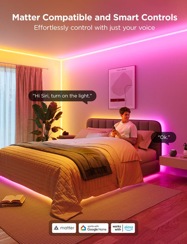 Govee Neon Rope Light easy peel-and-stick installation with back adhesive.