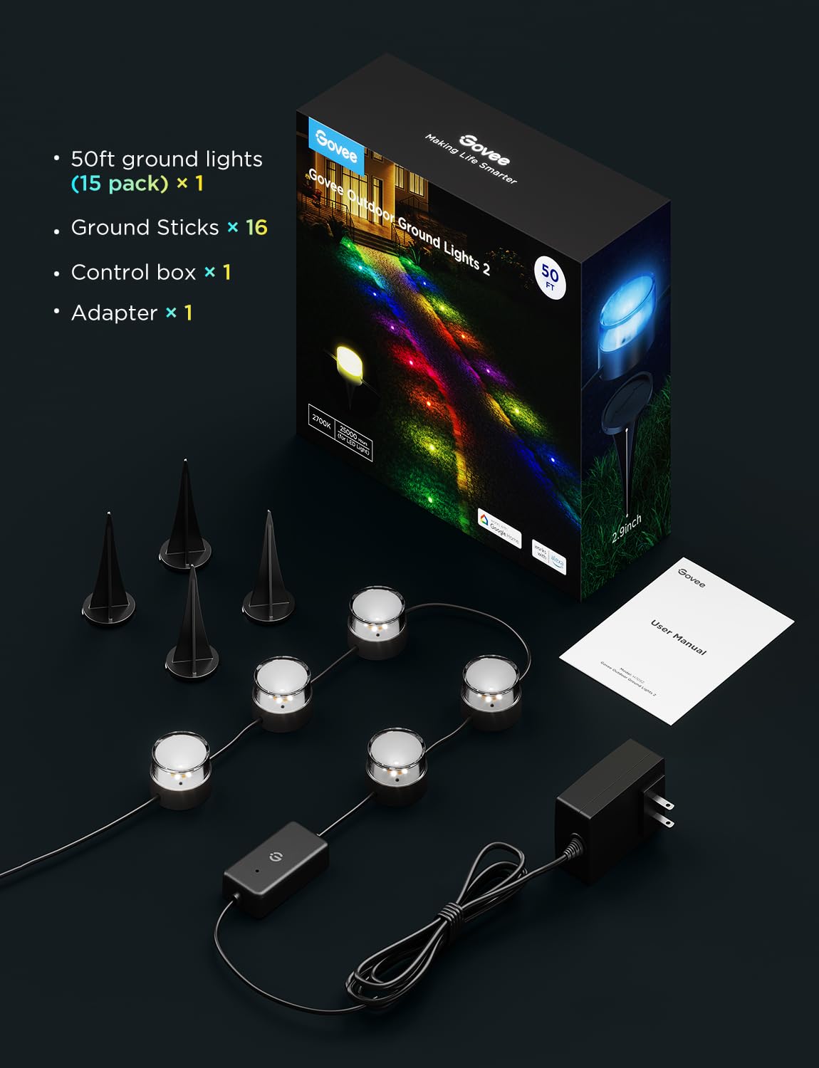 Govee easy-installation kit supports quick, secure setup.
