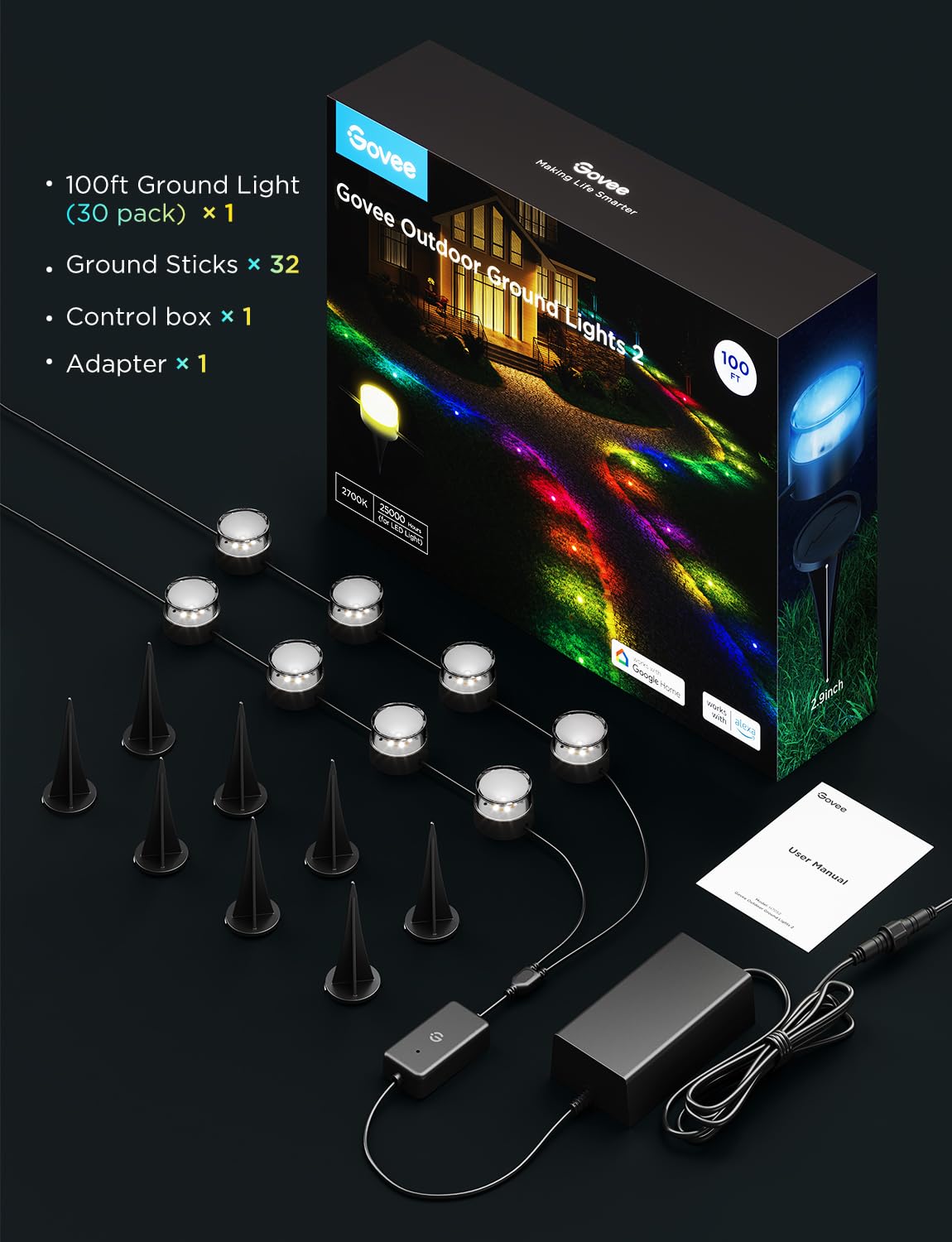 Govee Outdoor Ground Lights 2 music sync pulses with your favorite tracks
