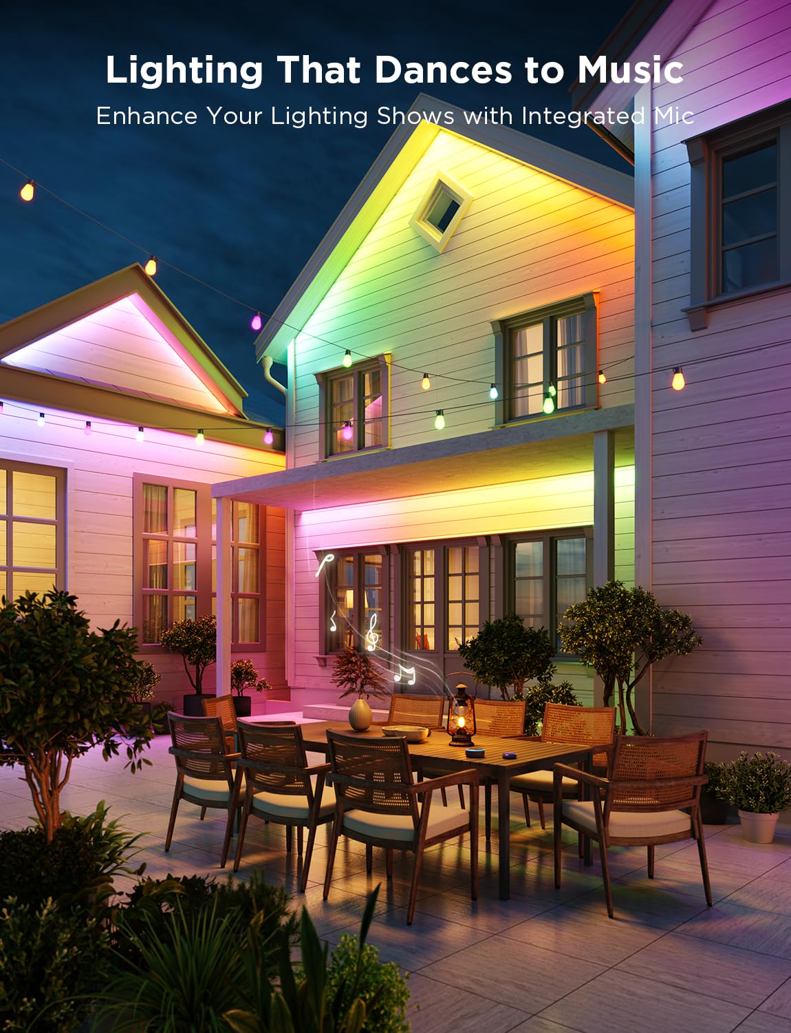 Govee LED strip lights brighten the patio for gatherings and evenings outdoors.