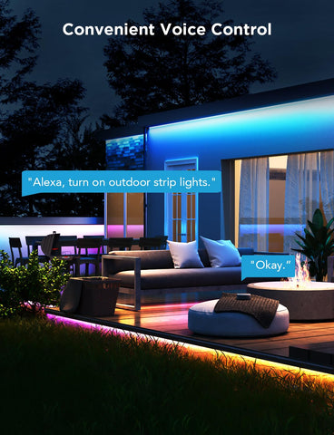 98.4 feet length wraps around porch or eave for expansive lighting.