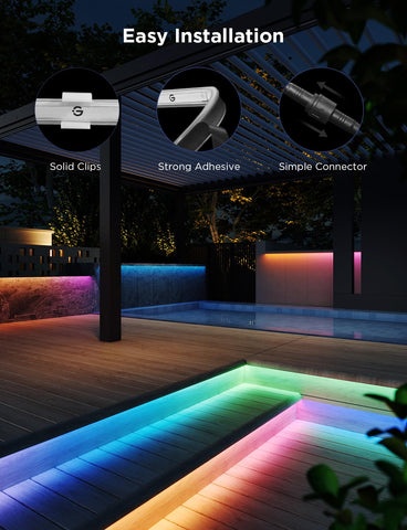 Govee three-roll design simplifies installation along eaves and patios.