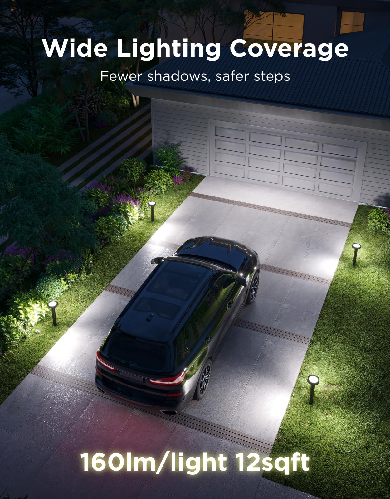 Govee outdoor pathway lights 4-section control for layered ambience