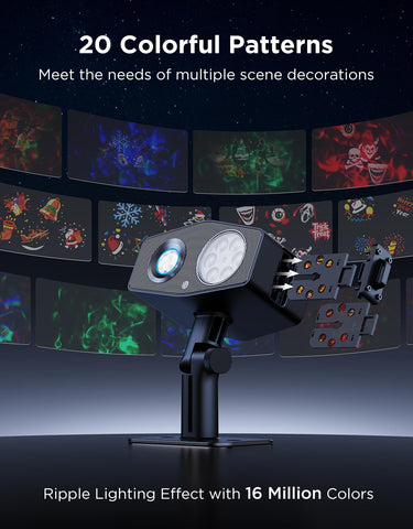 Govee projector head swivels 180 degrees for flexible wall placement.