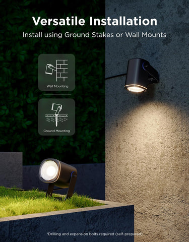 Rugged aluminum casing of Govee Outdoor Spot Lights 2-Pack.