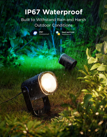 Govee Outdoor Spot Lights 2-Pack color-changing LEDs for dynamic scenes.