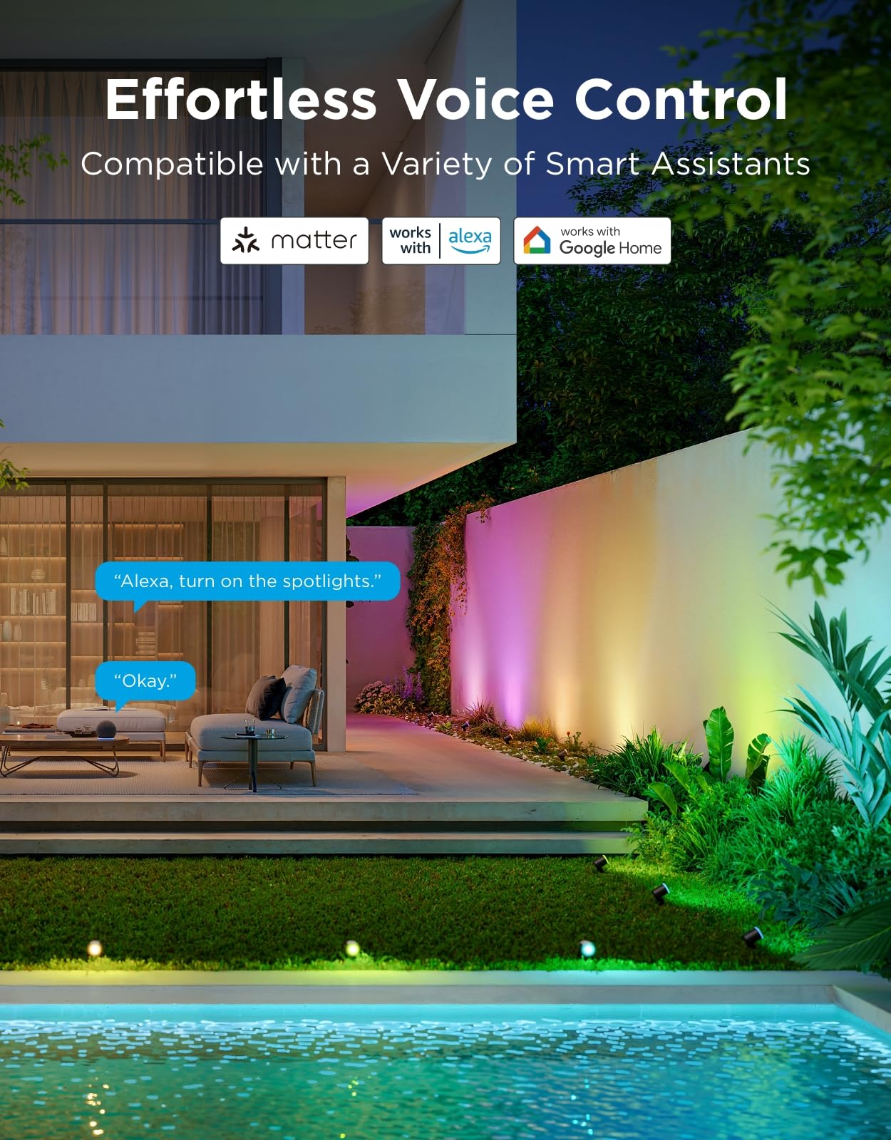 Govee Outdoor Spot Lights 2-Pack compatible with Matter for smart home setups.