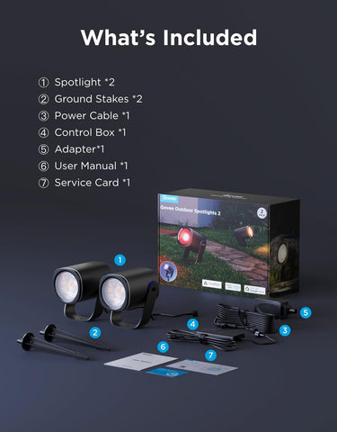 Nighttime ambiance created by Govee Outdoor Spot Lights 2-Pack.