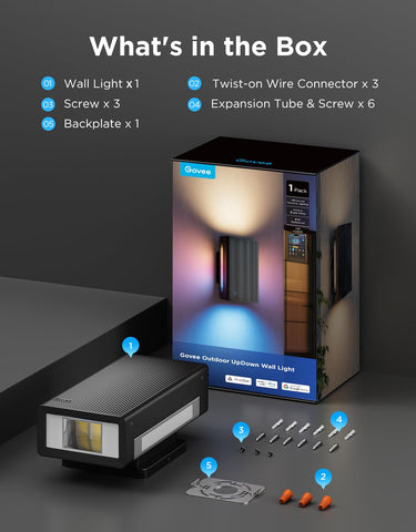 Govee UpDown Wall Light requires professional hardwiring for safe outdoor installation.