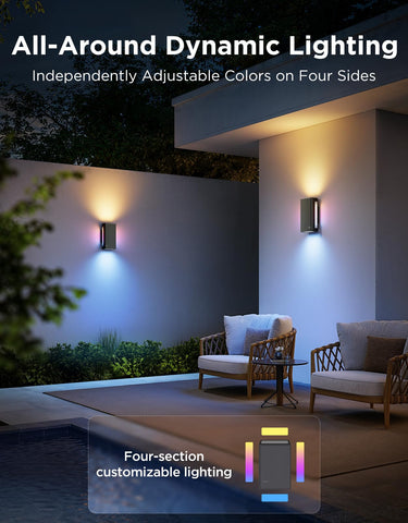 Govee Outdoor UpDown Wall Light side view highlighting slim modern porch styling.