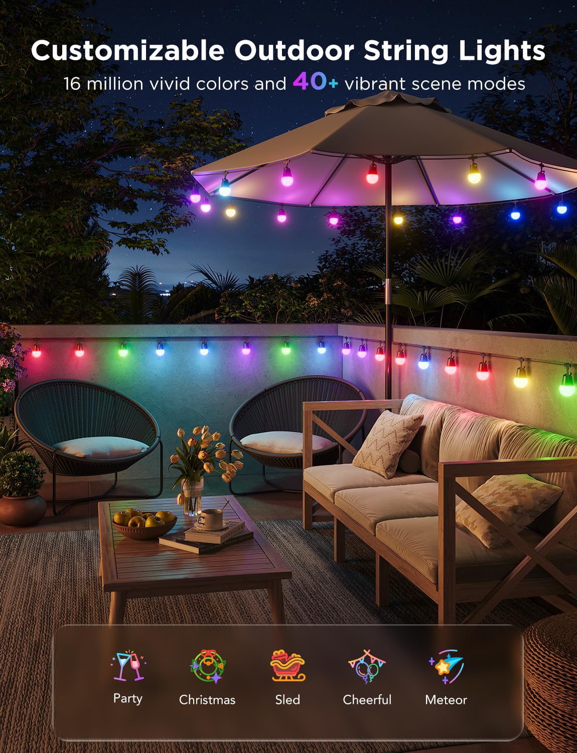 Govee RGBIC colors light up backyard dinners with dynamic color.