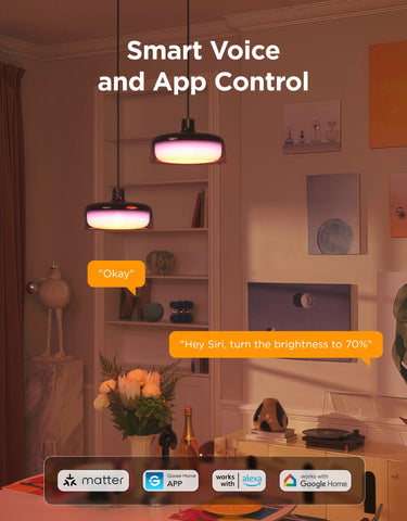 Govee pendant light color temperature range 2700K-6500K for versatile mood control.