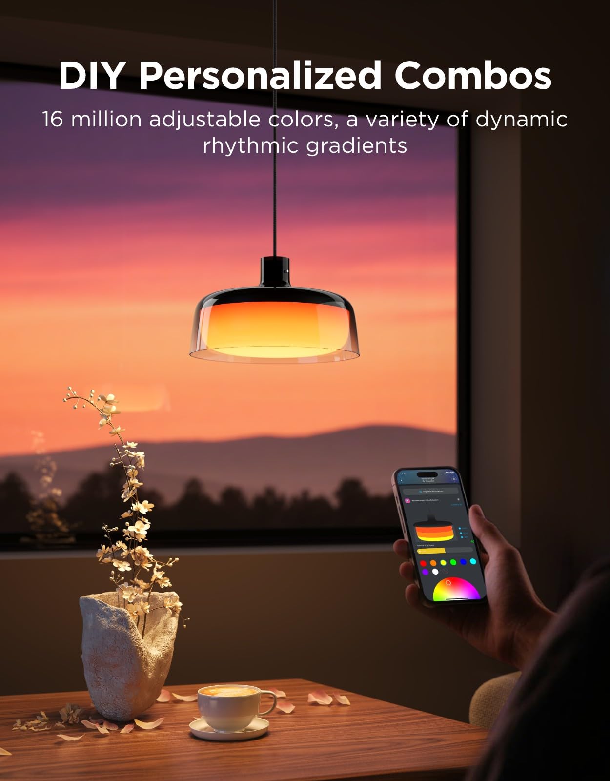 Govee pendant light warm white 1300lm for clear task lighting and cozy mood.