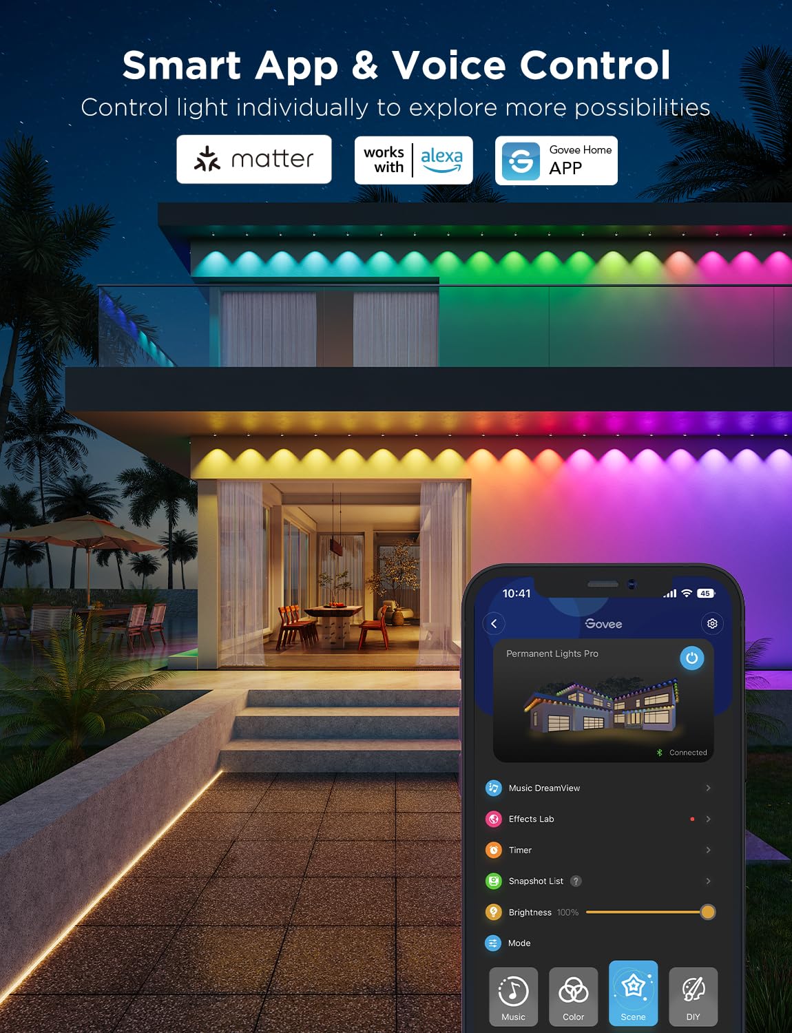 Govee Permanent Lights Pro includes clips and VHB for quick installation.