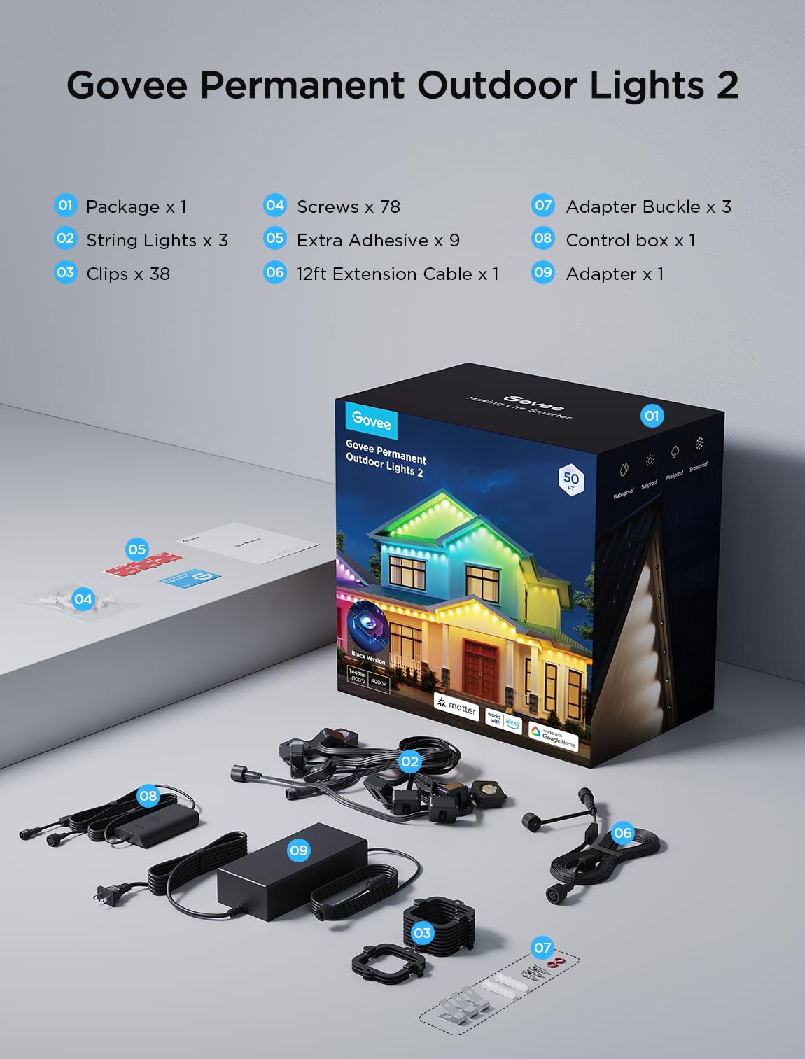 Govee Permanent Outdoor Lights 2 enduring temperatures from -4°F to 140°F