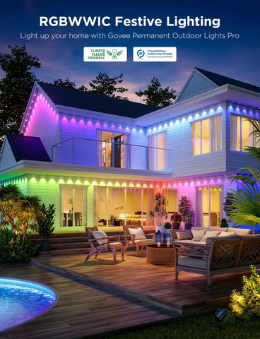 Govee Permanent Outdoor Lights Pro 120 RGBIC LEDs deliver rich hues for dynamic setups
