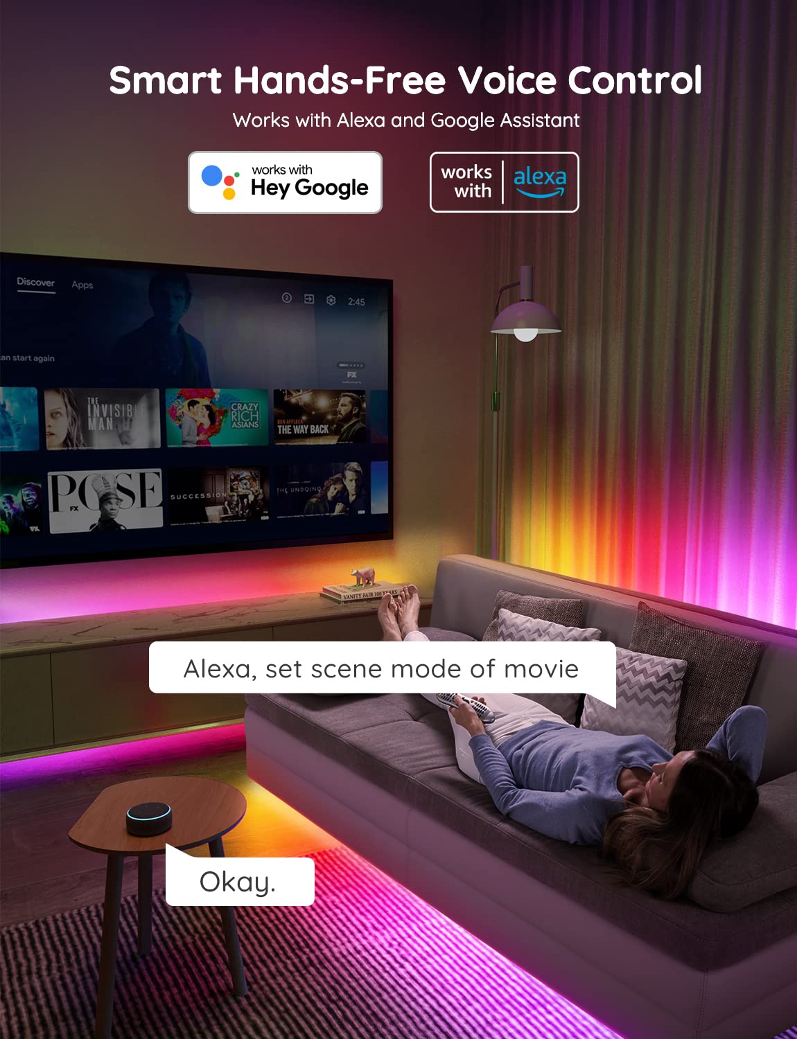Govee protective coating resists dust and moisture on flexible LED strip.