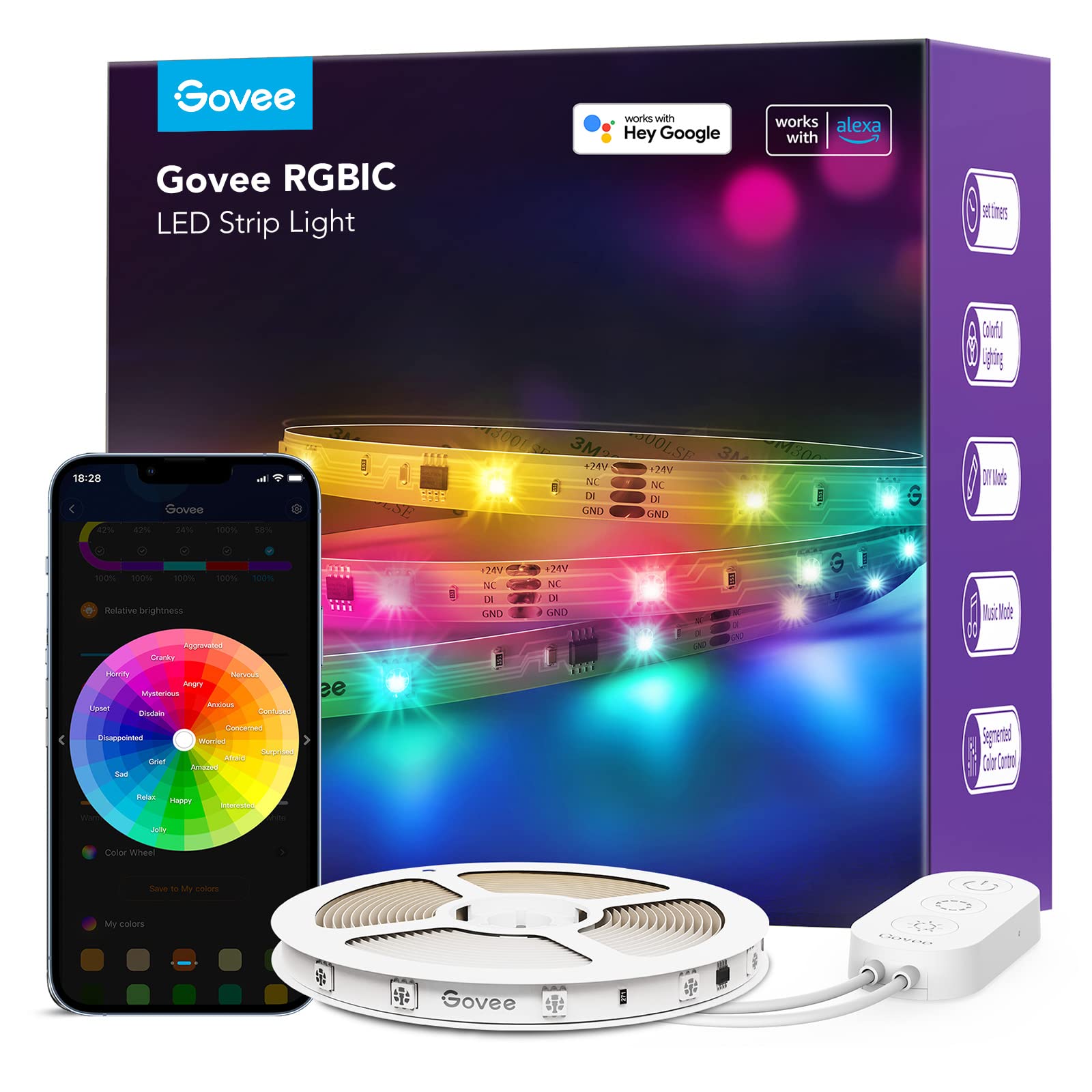 Govee RGBIC LED strip with Alexa control for 32.8 ft of room lighting