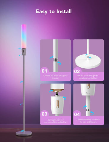 Govee RGBIC Cylinder Floor Lamp with music sync lights react to tunes.