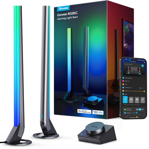 Govee RGBIC Gaming Light Bars H6047 front view showing rich color zones for immersive gameplay