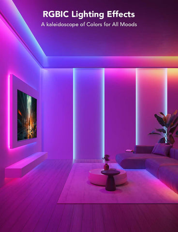 Govee RGBIC LED strip lights are easy to install with adhesive tape