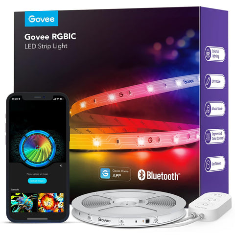 Govee RGBIC LED strip lights create vibrant living room color effects for mood ambiance