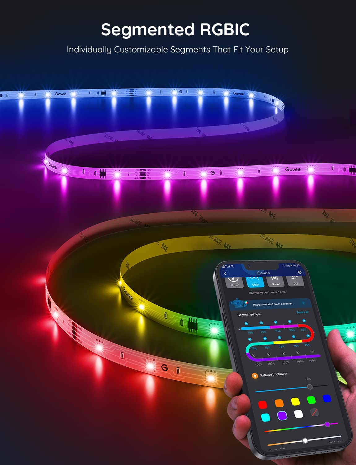 Govee RGBIC LED strip lights offer 64 preset scenes for mood shifts