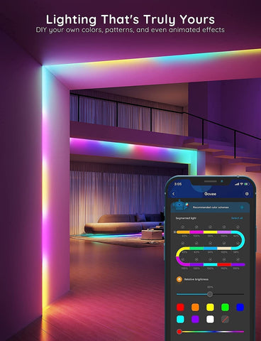 Govee RGBIC LED strip with voice control using Alexa or Google for hands-free scenes