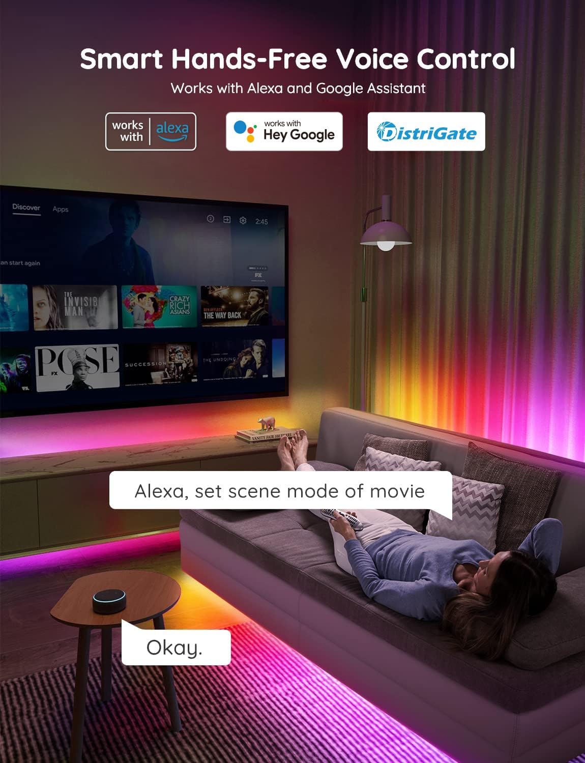 Govee RGBIC LED strip connected to WiFi for app control