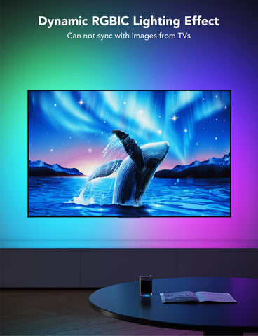 RGBIC lighting with color segmentation enhances TV visuals and depth