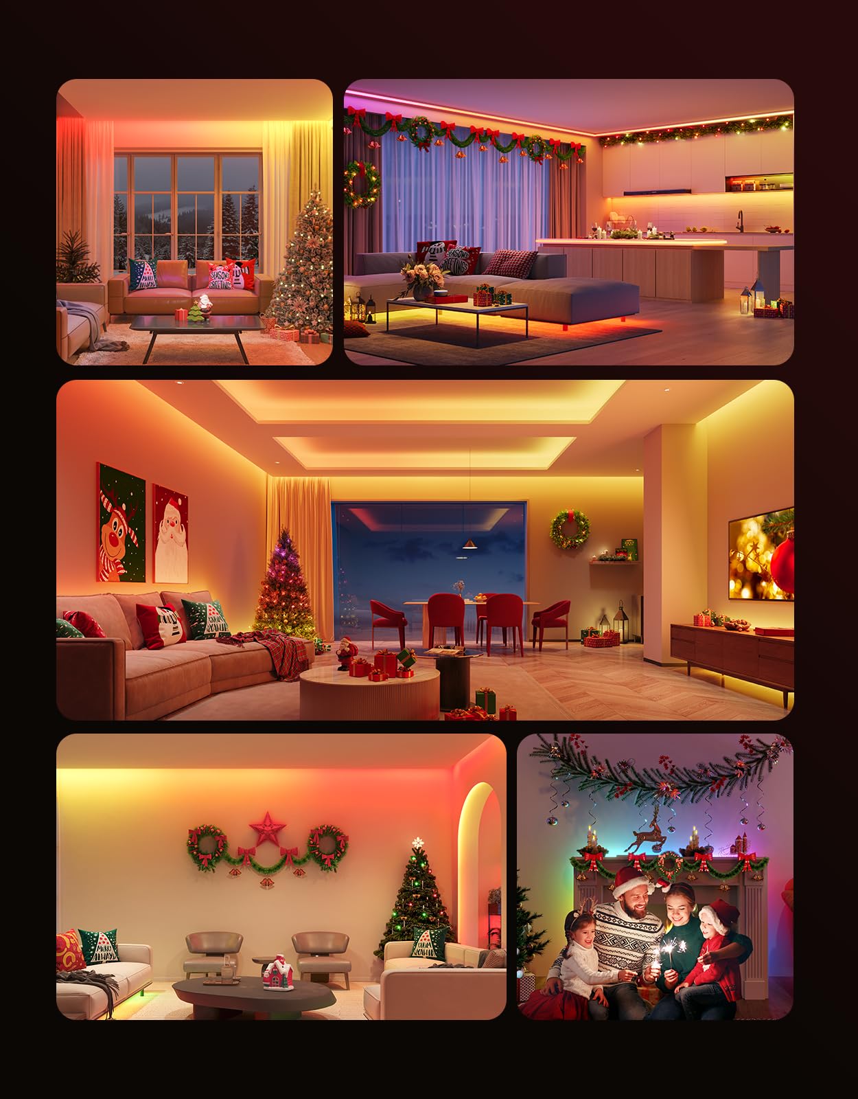 Govee RGBIC segmented color effect close up highlighting dynamic lighting zones.