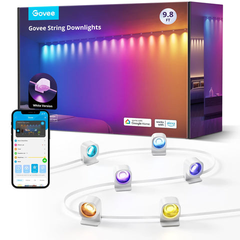 Govee RGBIC string downlights in color-changing mode for vibrant wall accents