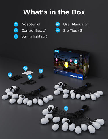 Govee S14 control box with IP65 and adapter with IP44 protection
