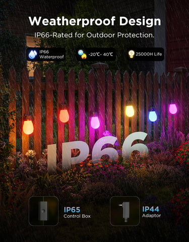 Govee S14 IP66 weatherproof design ready for rain and dust outdoors