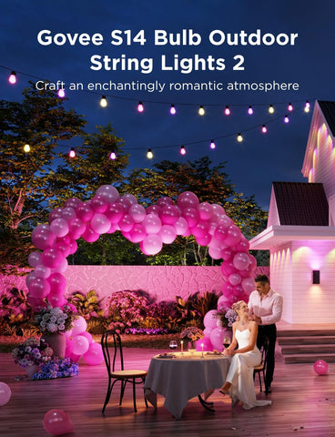 Govee S14 RGBIC color changing effects for dynamic outdoor decor