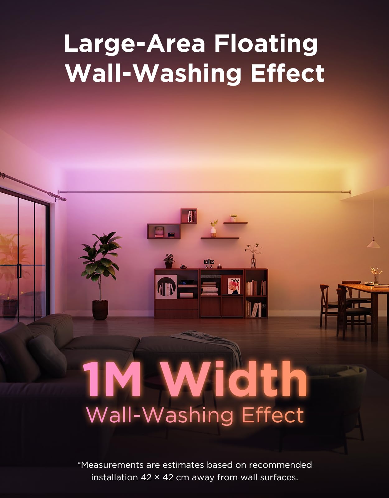 Govee Skyline Kit wall-wash creates ambient light along high walls